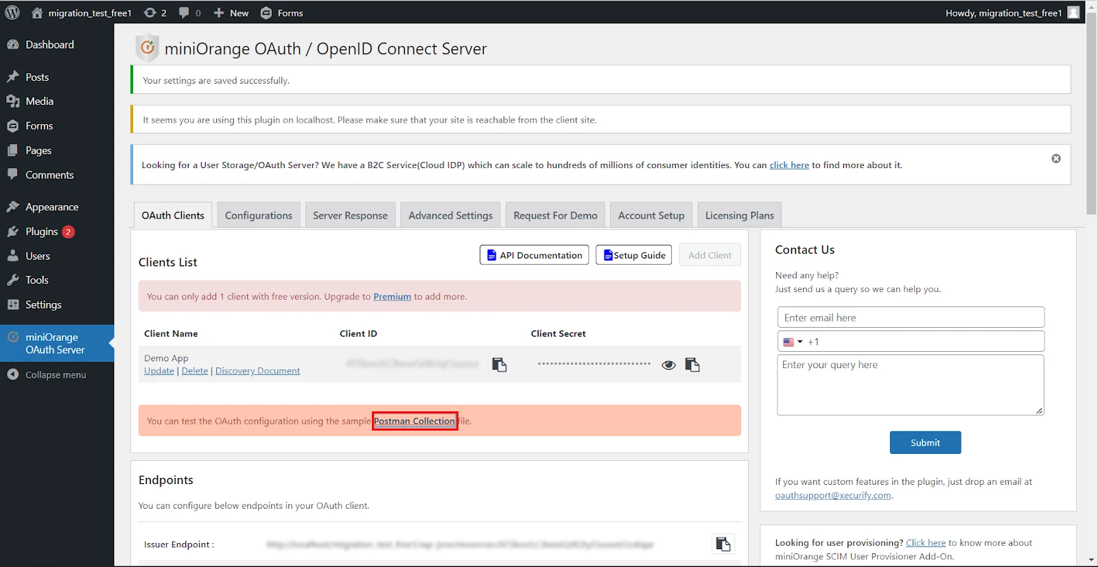 WP OAuth Server SSO with Postman- download postman