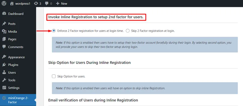 Enforce 2FA - Invoke inline registration