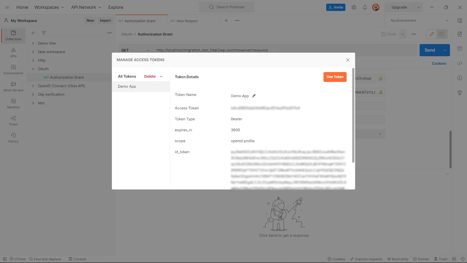 WP OAuth Server SSO with Postman- access-token-button