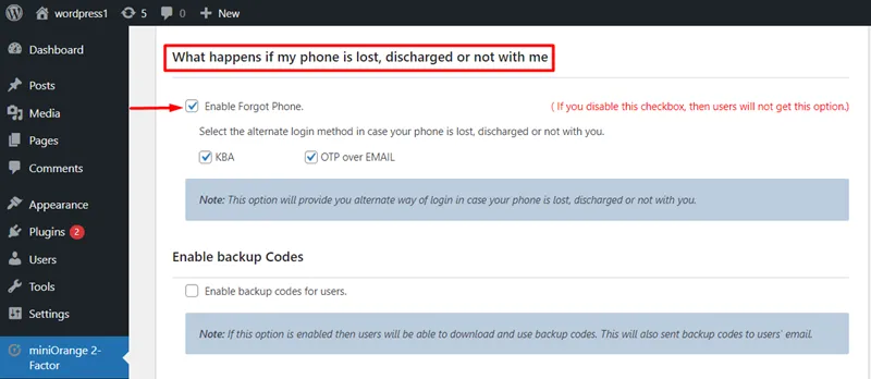 Lost phone - Enable forgot phone