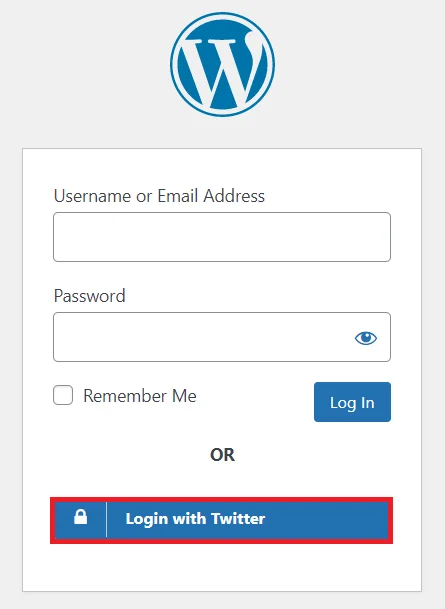 Twitter Single Sign-on (SSO) - WordPress create-newclient login button setting