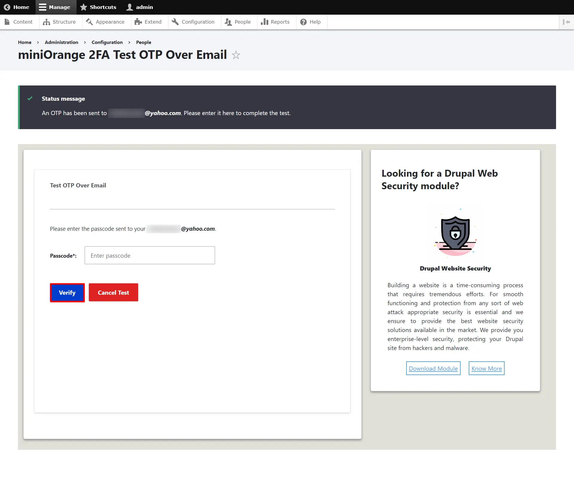 Drupal 2FA Enter Email ID
