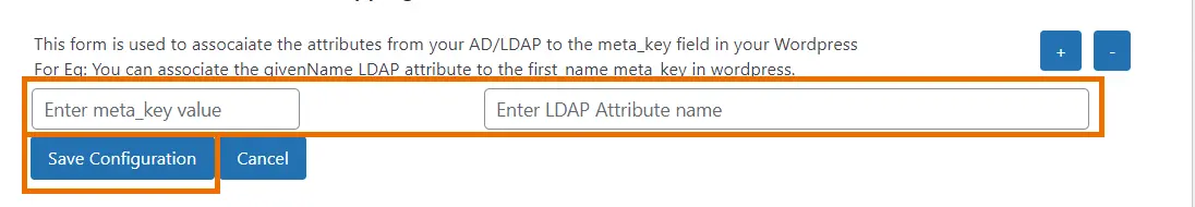 Third Party User Profile Integration add-on Enter meta_key value and LDAP Attribute and Save configuration