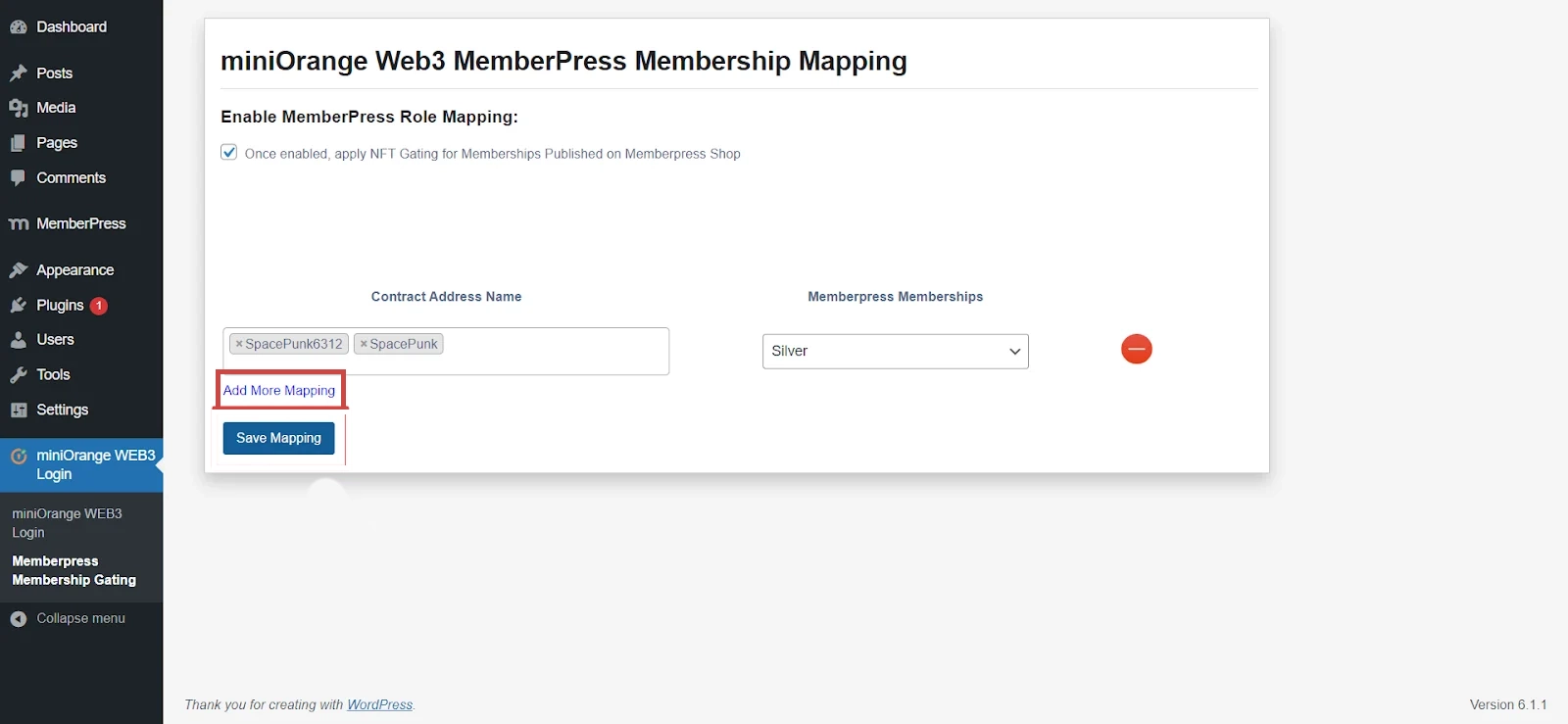 WordPresss Web3 login memberpress integration addon- add more