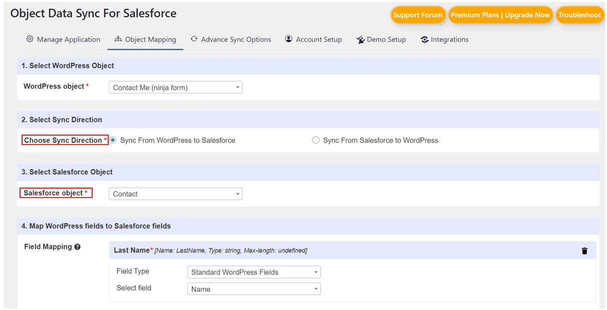 Salesforce Ninja Forms Contact sync | Add sf object nf