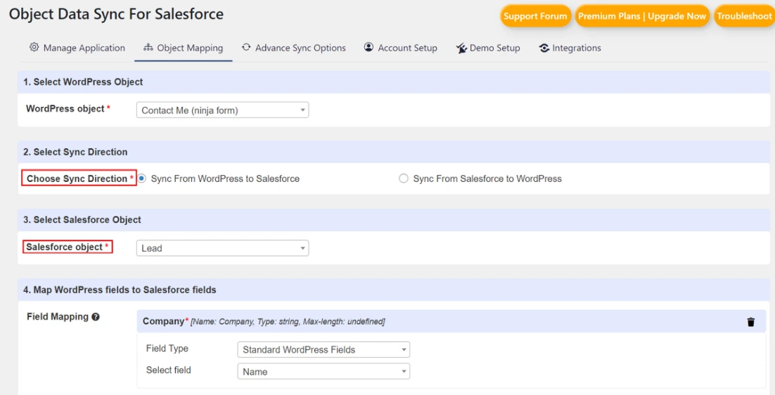 Salesforce Ninja Forms Lead sync | Add sf object nf