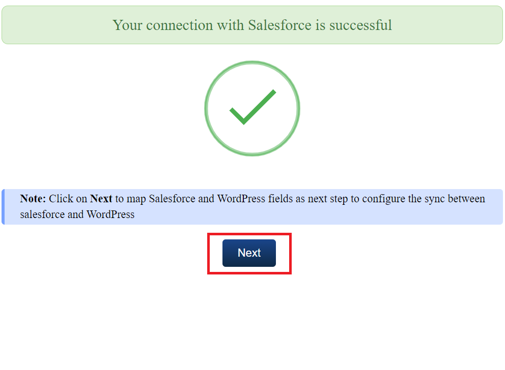 Configure Salesforce for Object sync - Successful