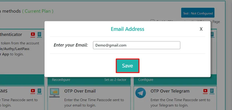 Email Verification - Email Address page popup