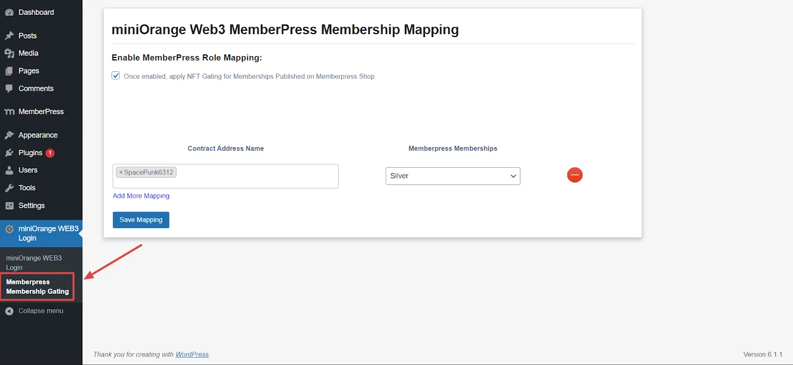 WordPresss Web3 login memberpress integration addon- go to addon