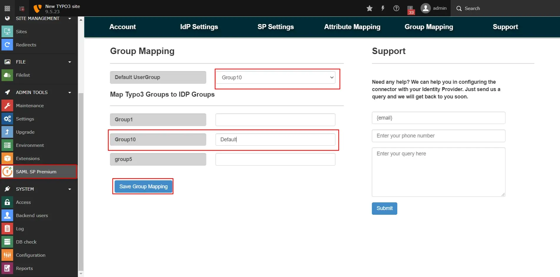 Typo3 SAML Single Sign On Group mapping