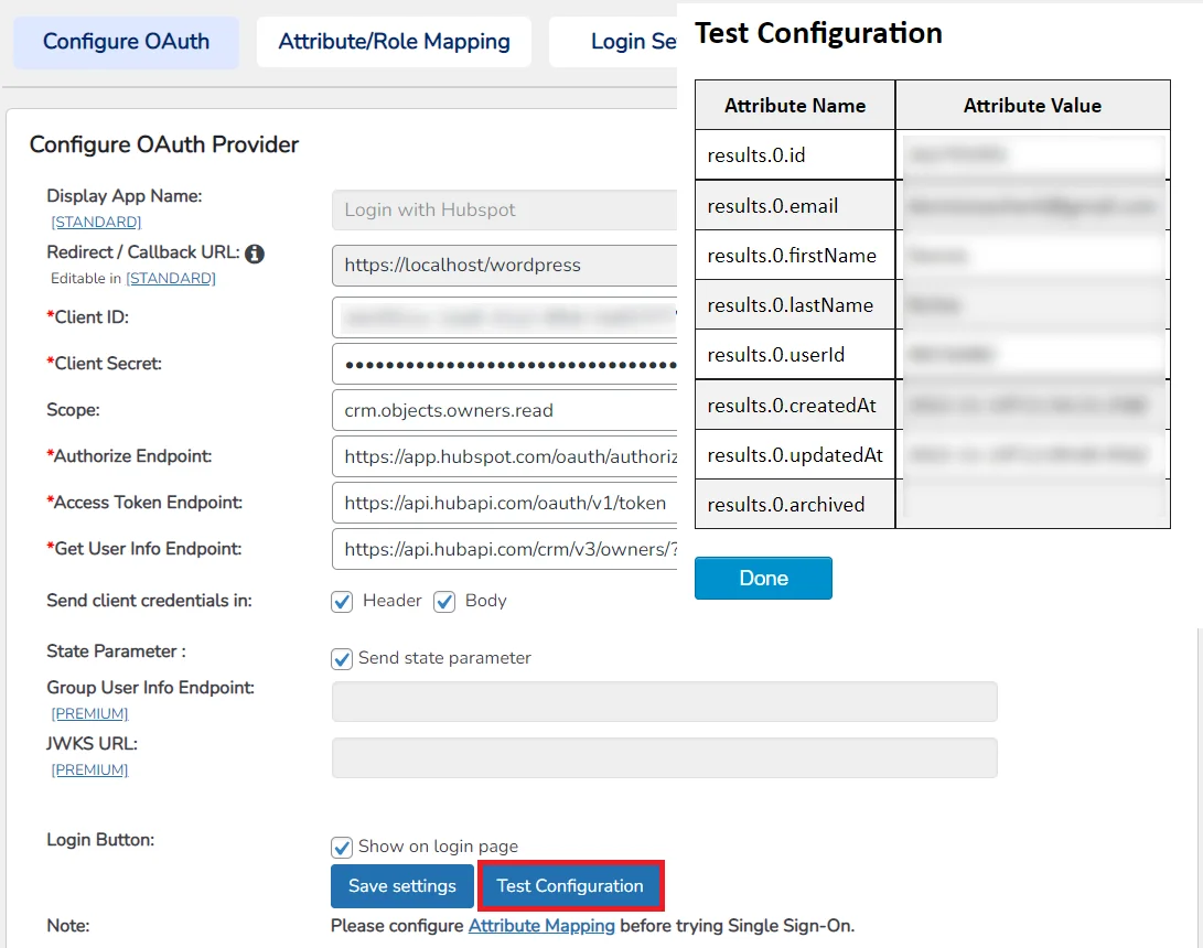 Hubspot Single Sign-On (SSO) - test configuration