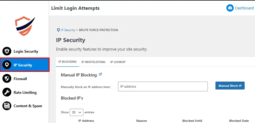 limit login attempts- ip security 