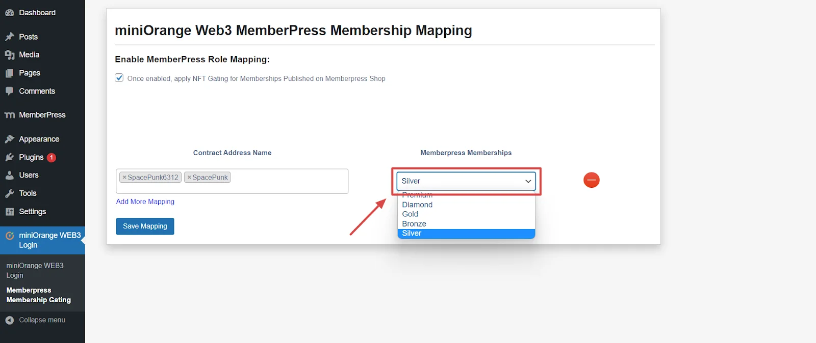 WordPresss Web3 login memberpress integration addon-map membership