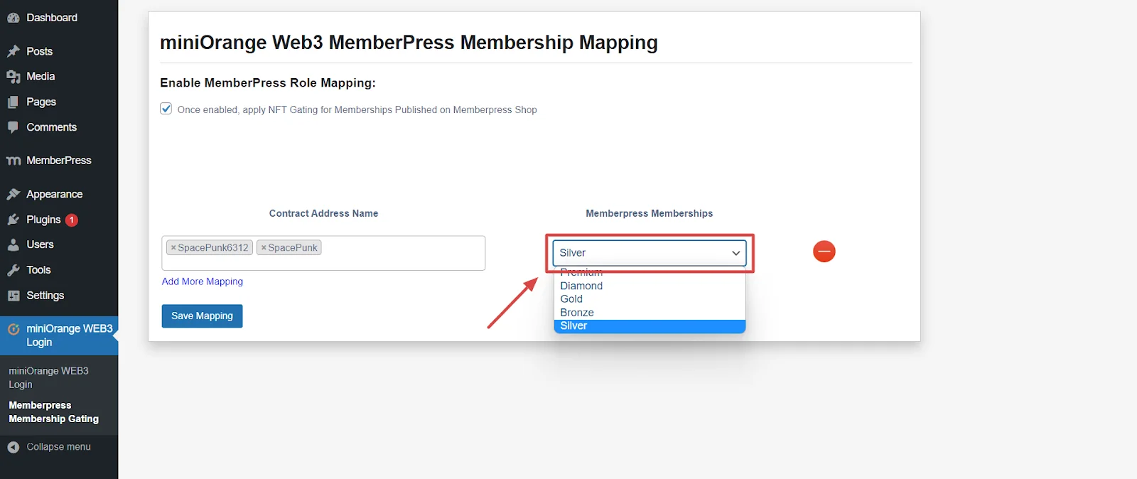 WordPresss Web3 inloggning medlempress integration addon-map medlemskap