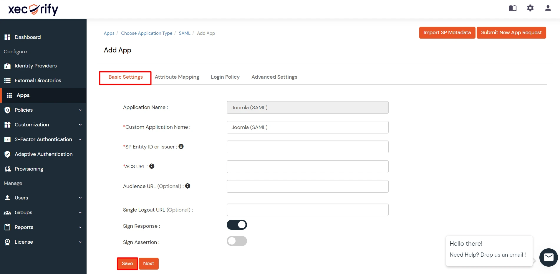 Joomla miniOrange IDP SCIM User Provisioning - Enter Custom App Name