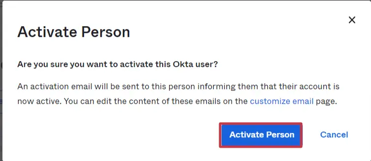 drupal okta user provisioning and sync - click on the activate person button