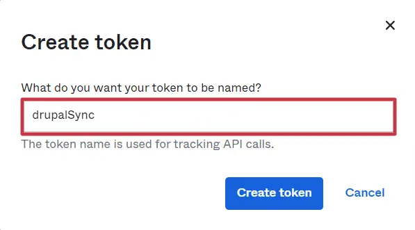 drupal okta user provisioning and sync - enter the name of token and click on create token button