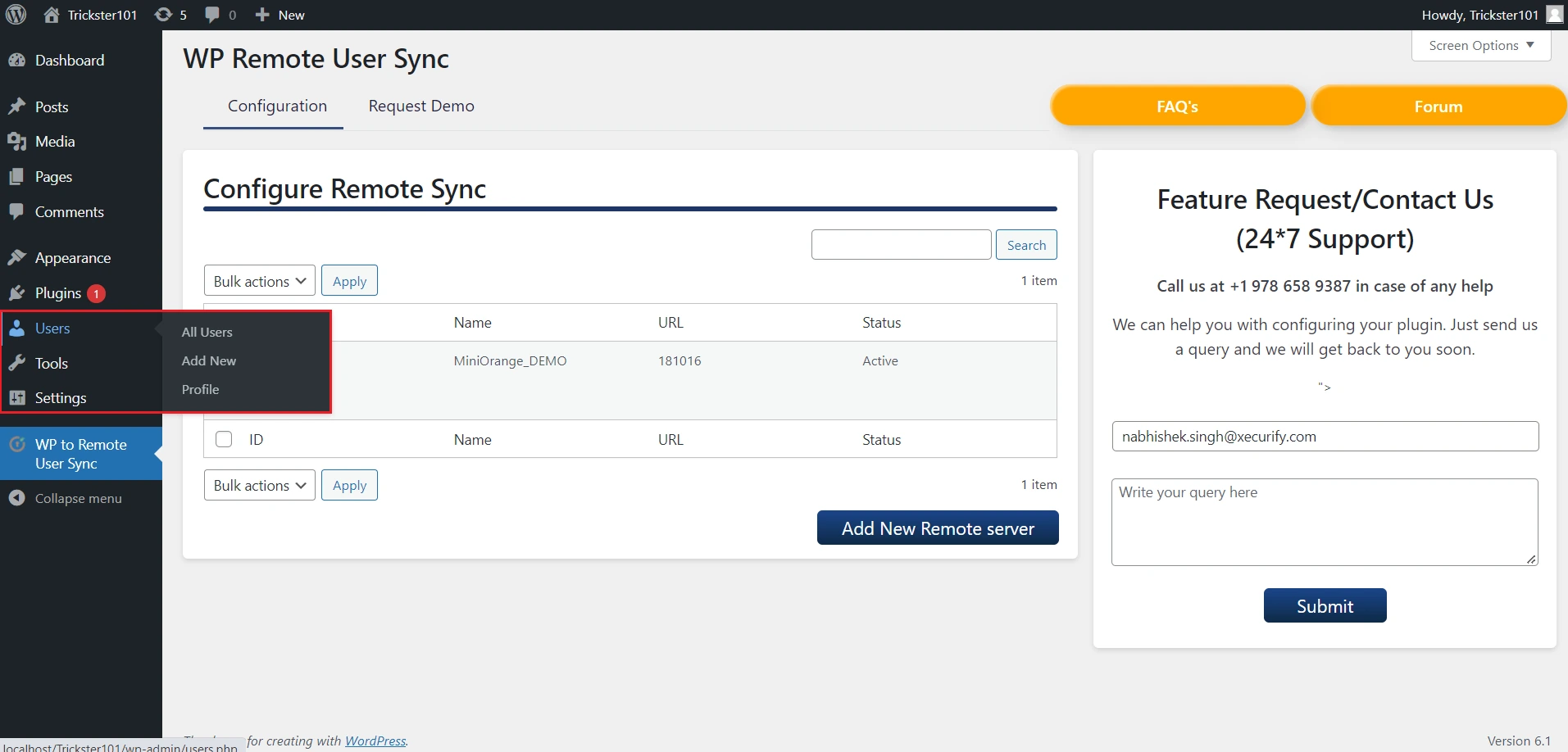 Users | WordPress Remote Sync - Remote Sync to miniOrange IDP