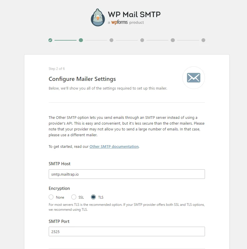 WordPress SMTP - Enter SMTP Port