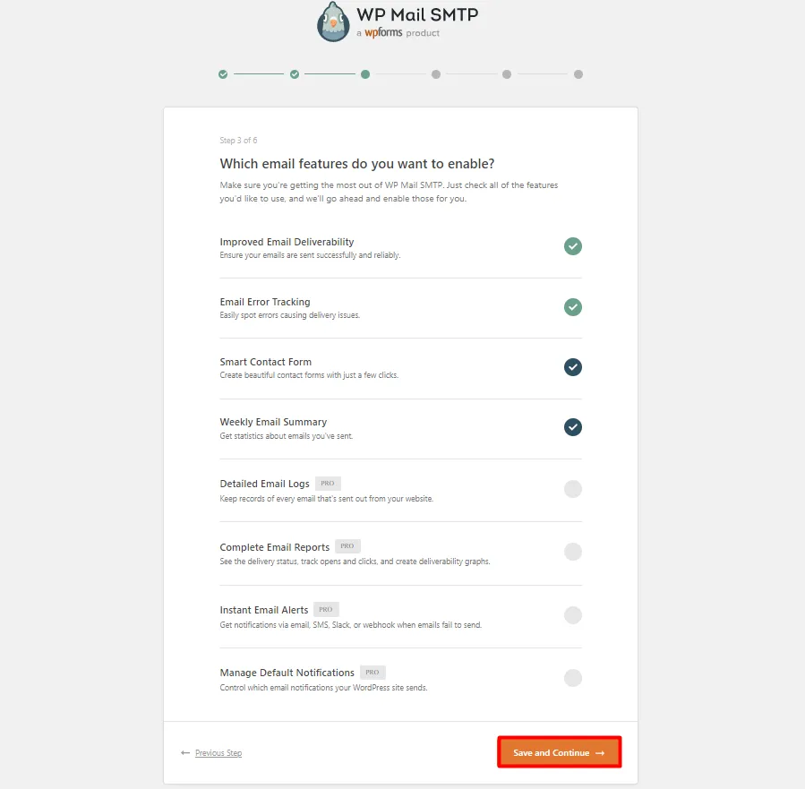 WordPress SMTP - Select features