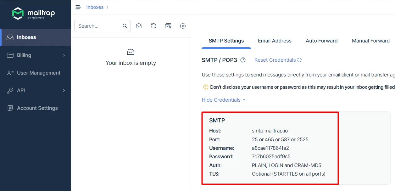 WordPress SMTP - SMTP Credentials