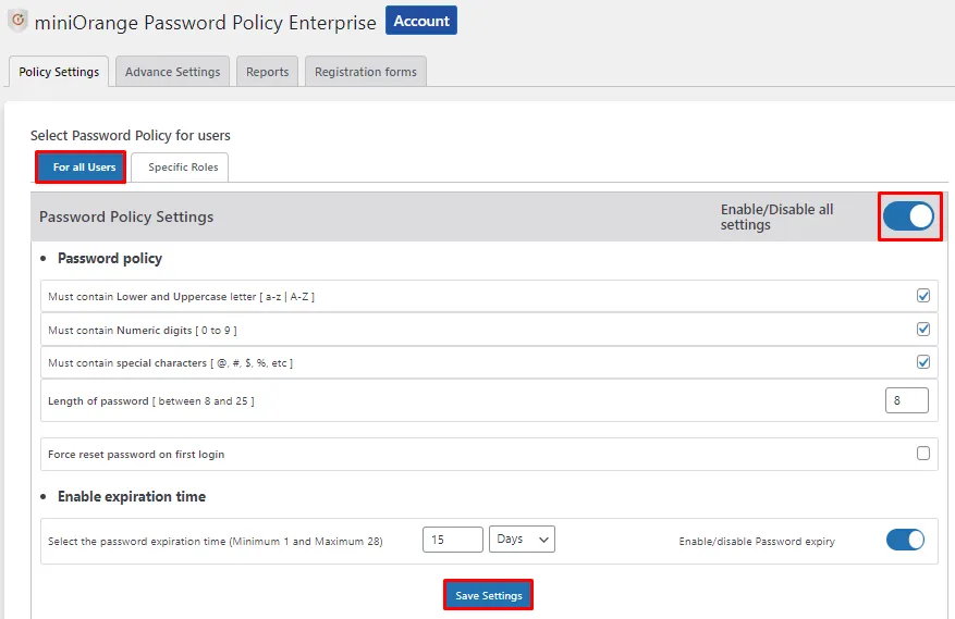 Password Policy manager - Specific Policy Settings