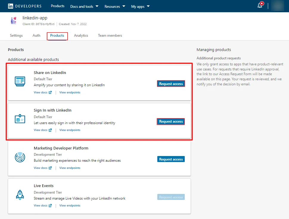 Single Sign-On (SSO) between linkedin product permissions