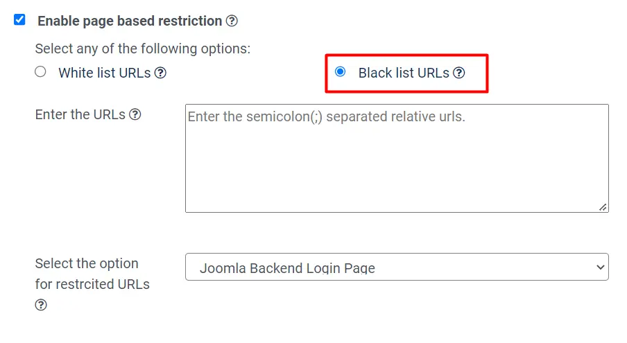  page and article restriction blacklist 