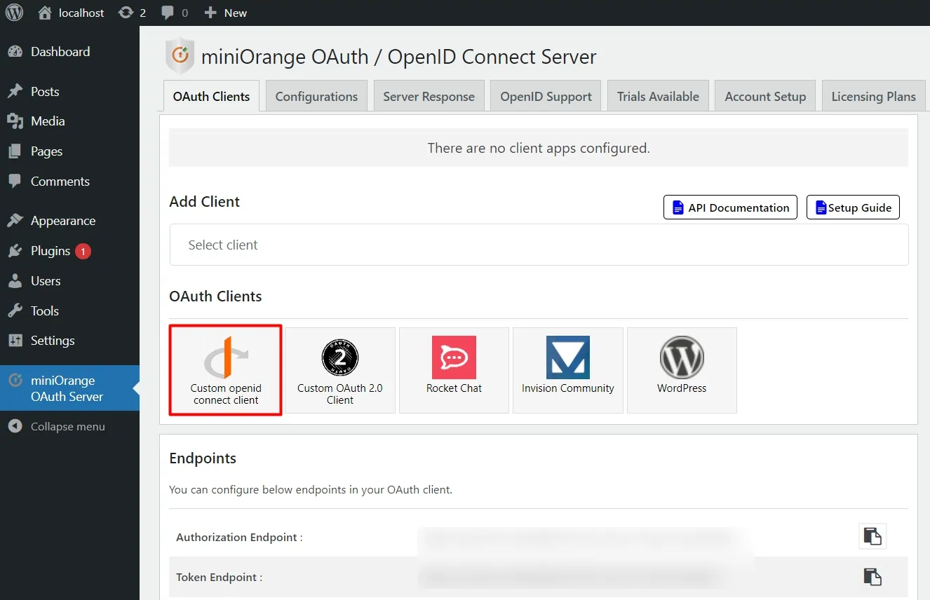 OAuth server Single Sign-On(SSO)WordPress- Bookstack add client