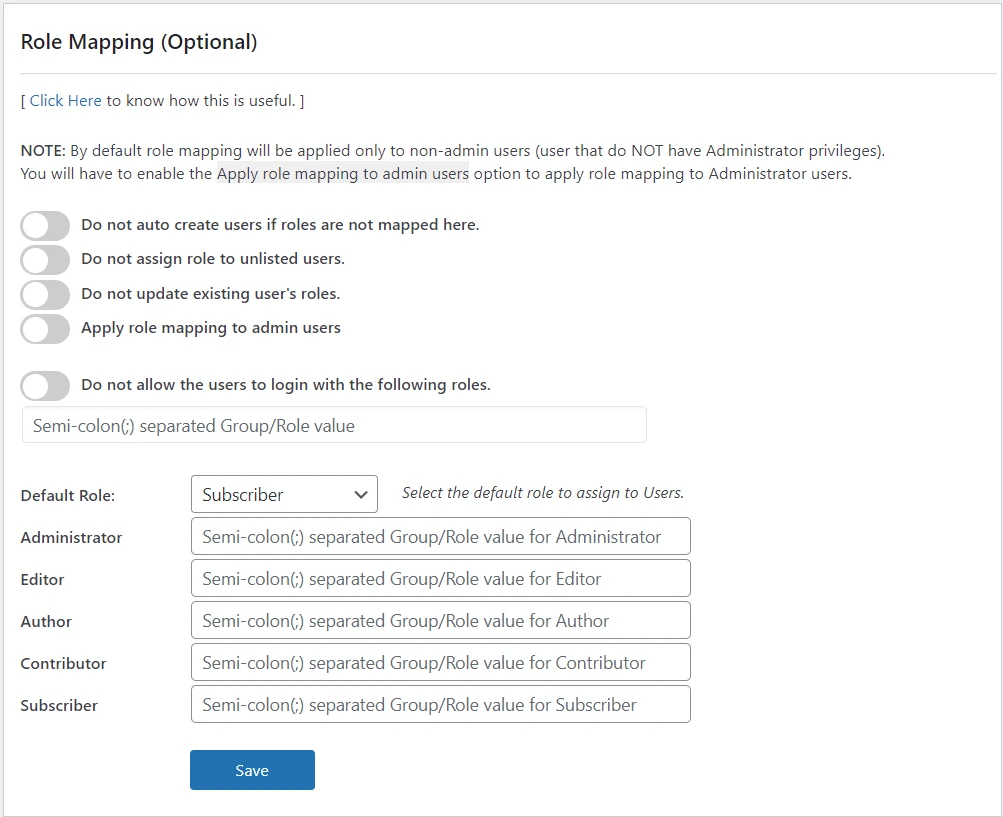 Role Mapping | WP Salesforce SSO configuration