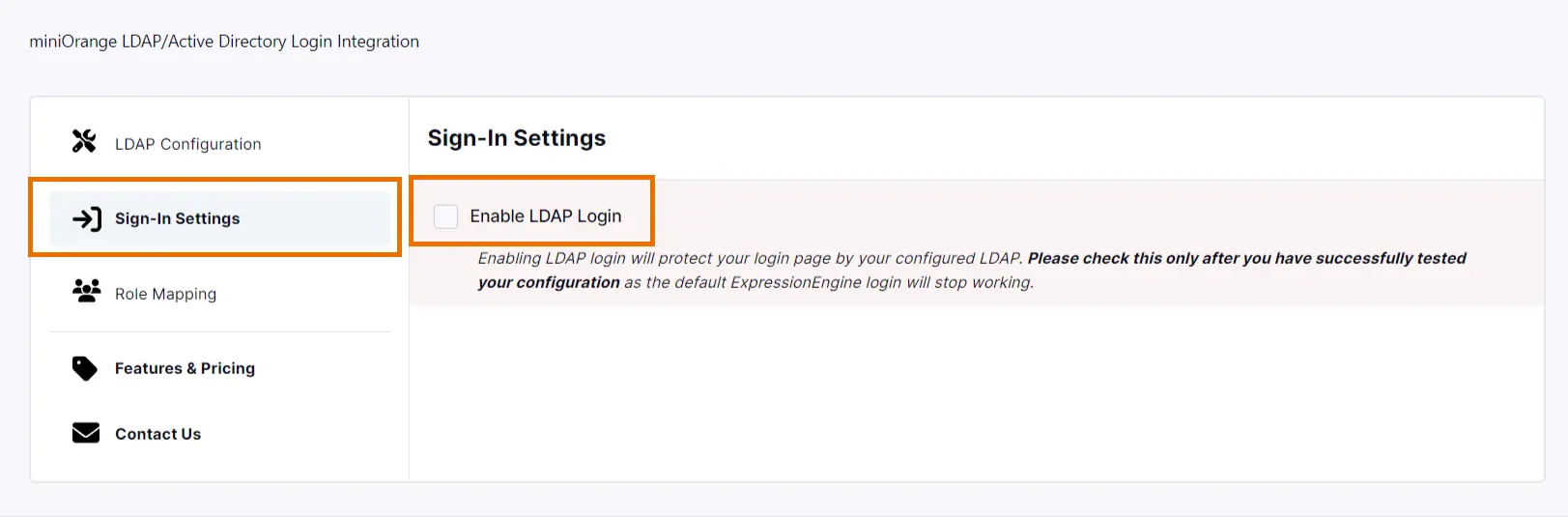 LDAP integration for ExpressionEngine Sign-in settings