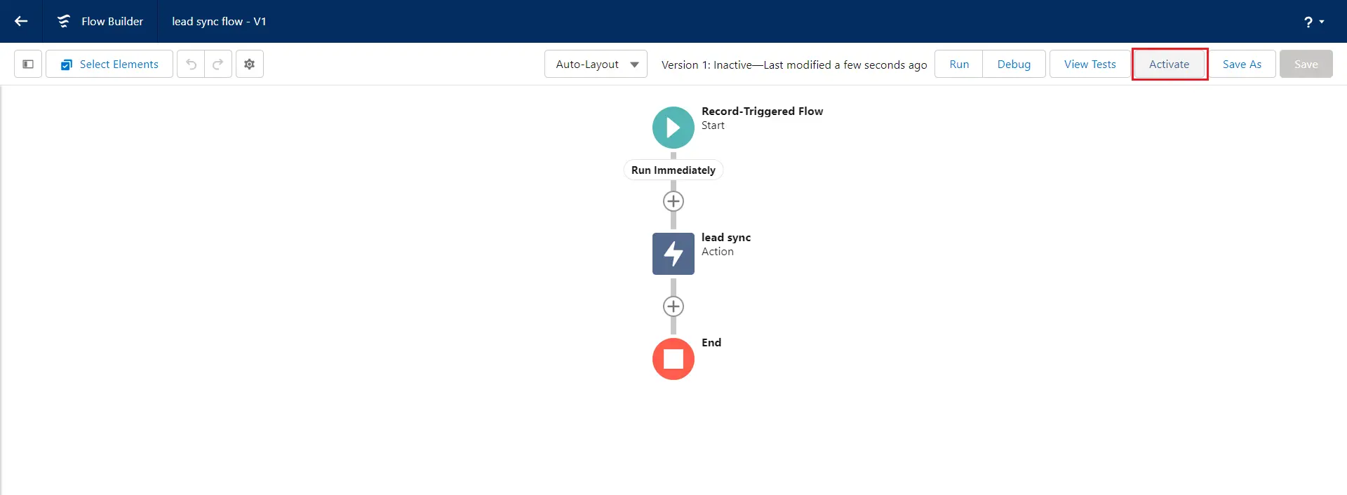  Salesforce to WP real time sync | Activating the saved flow