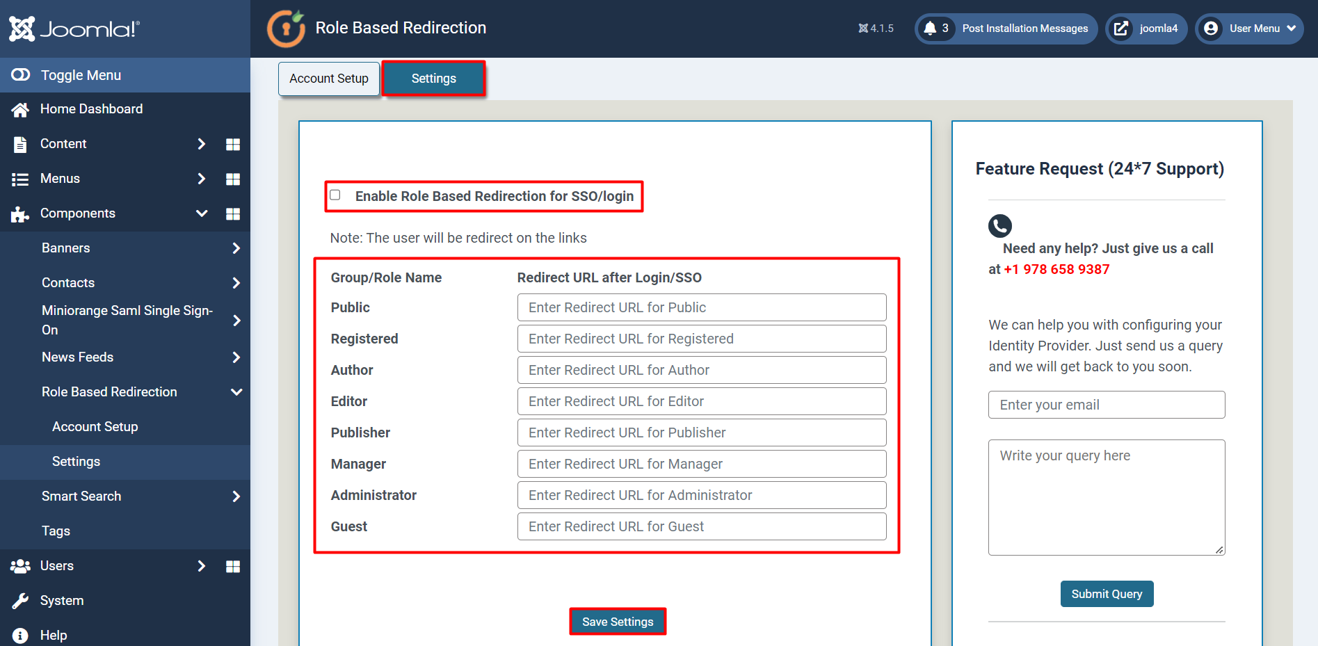 Enable Role Based Redirection -SSO Login