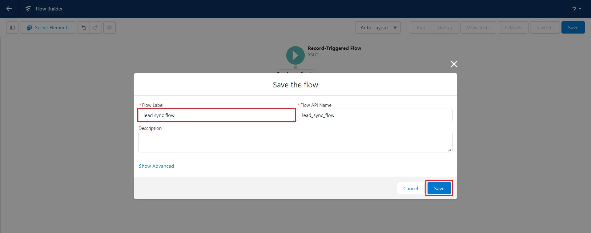  Salesforce to WP real time sync | Give Flow a name