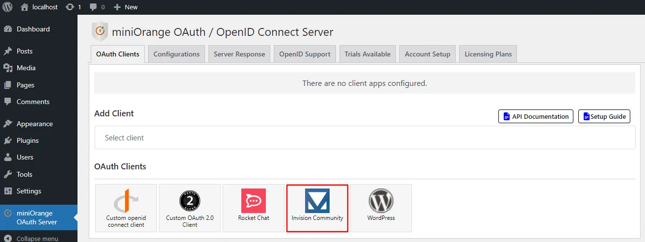 OAuth server Single Sign-On(SSO)WordPress- Invision Community add client