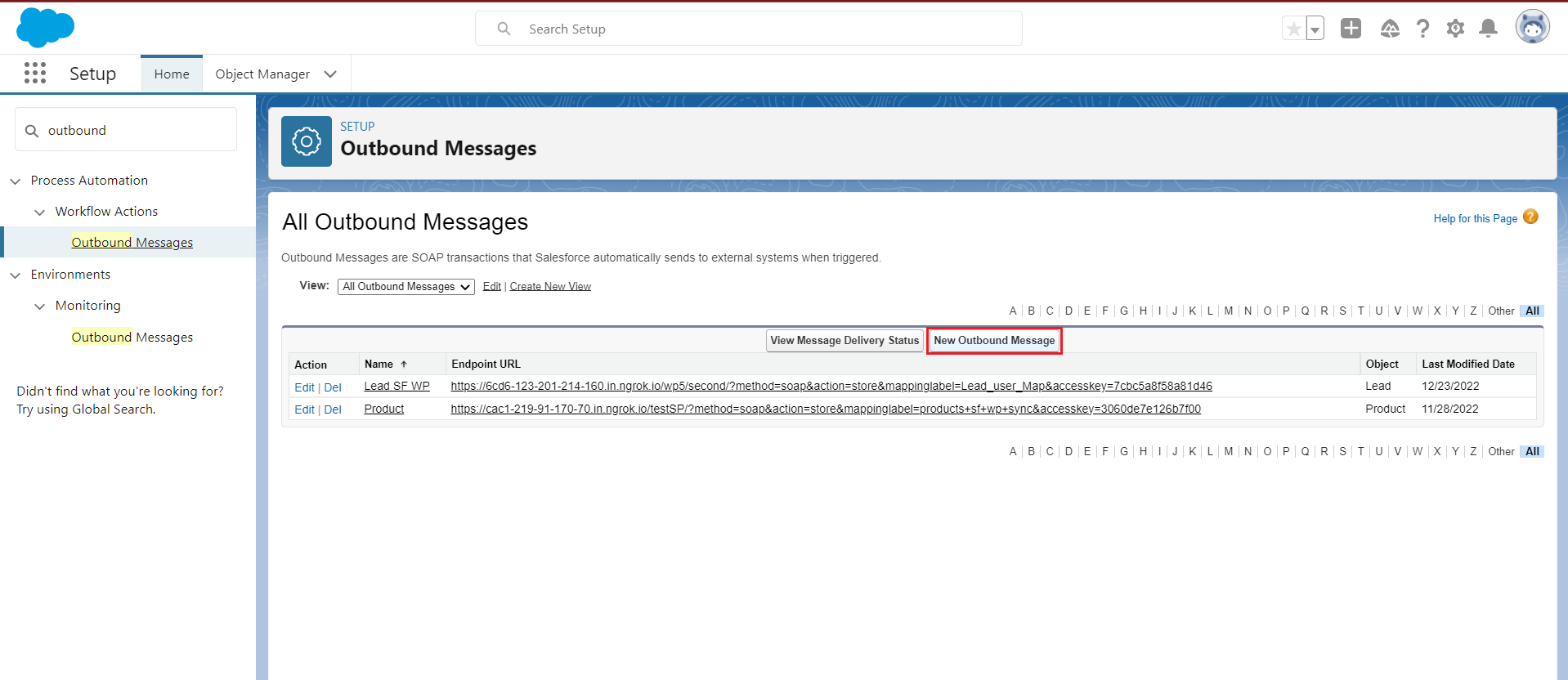  Salesforce to WP real time sync | New Outbound Message