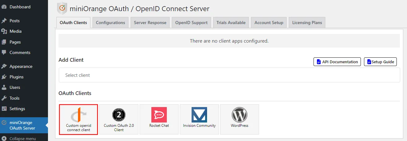 OAuth server Single Sign-On(SSO)WordPress- Canvas add client