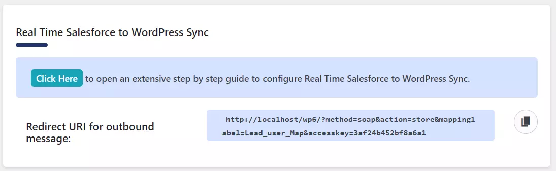  Salesforce to WP real time sync |  Redirect URI for Outbound Message
