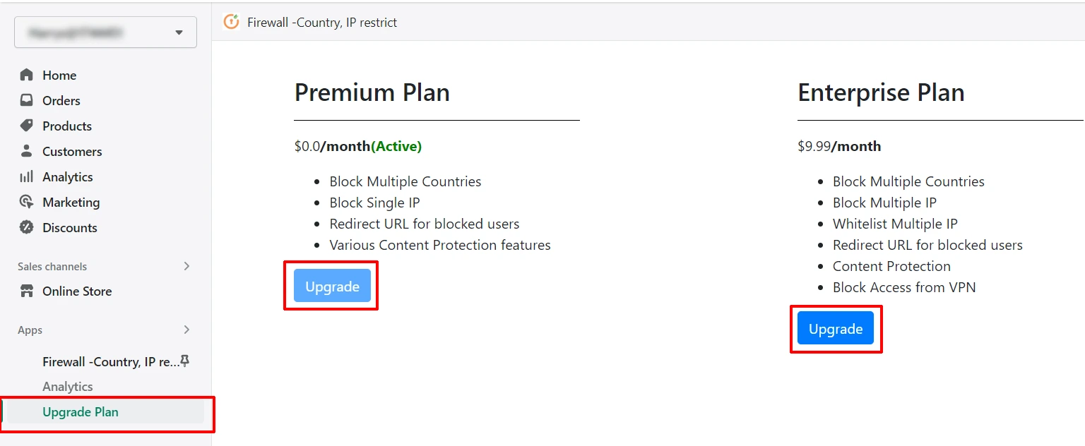 shopify firewall ip restrict - block countries