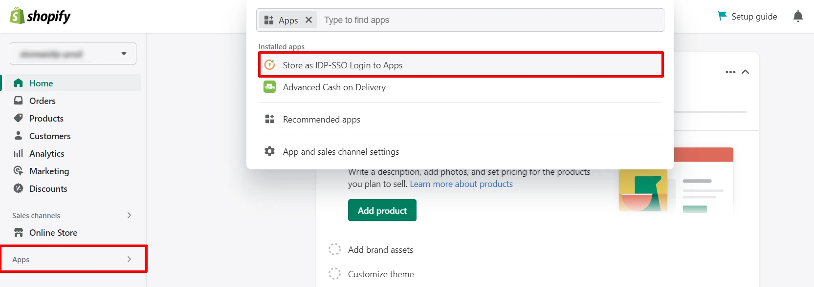 Shopify Uscreen SSO - select store as idp application