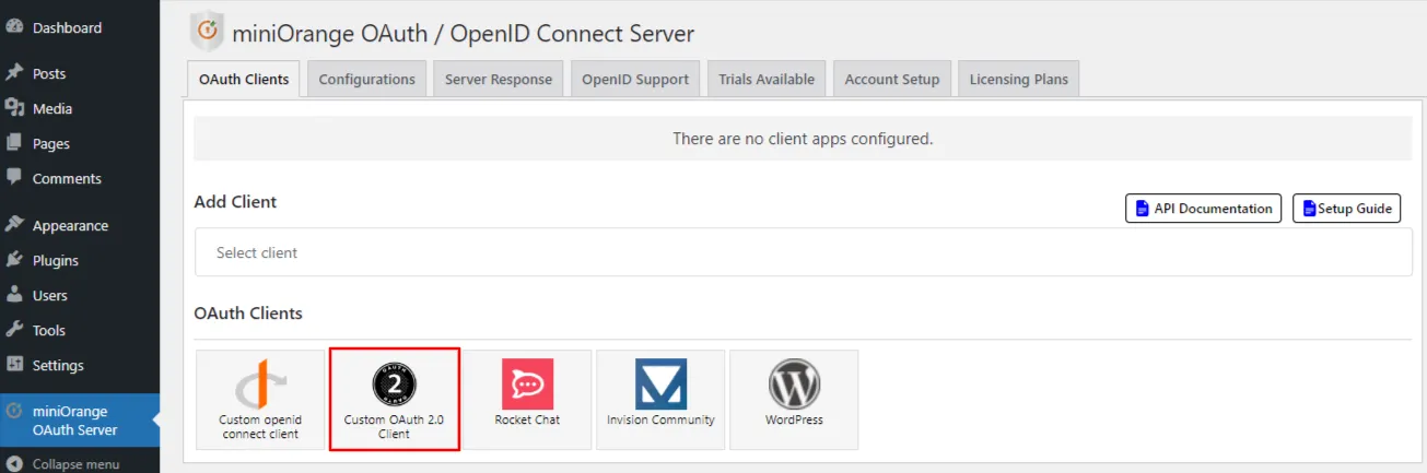 OAuth server Single Sign-On(SSO)WordPress- Wickr SSO add client