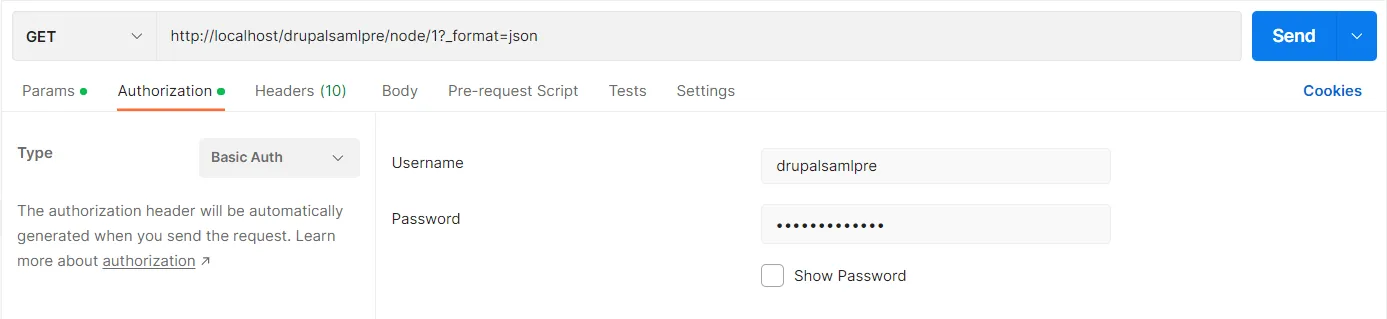 Drupal API Authentication send response