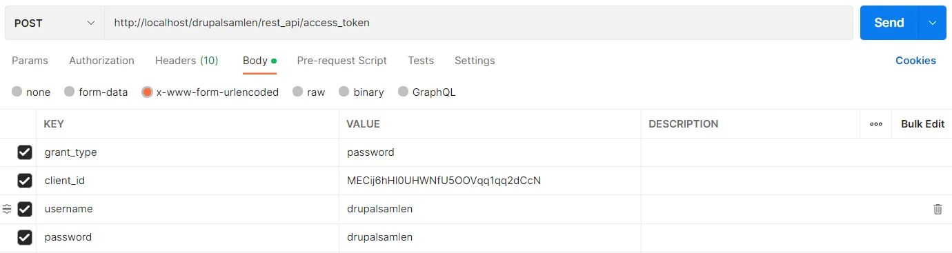 Drupal Access token Authentication request