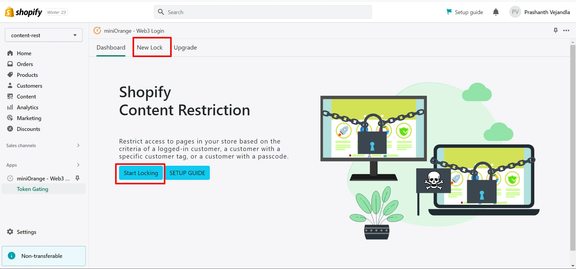 Restricción de contenido de Shopify: crear bloqueo