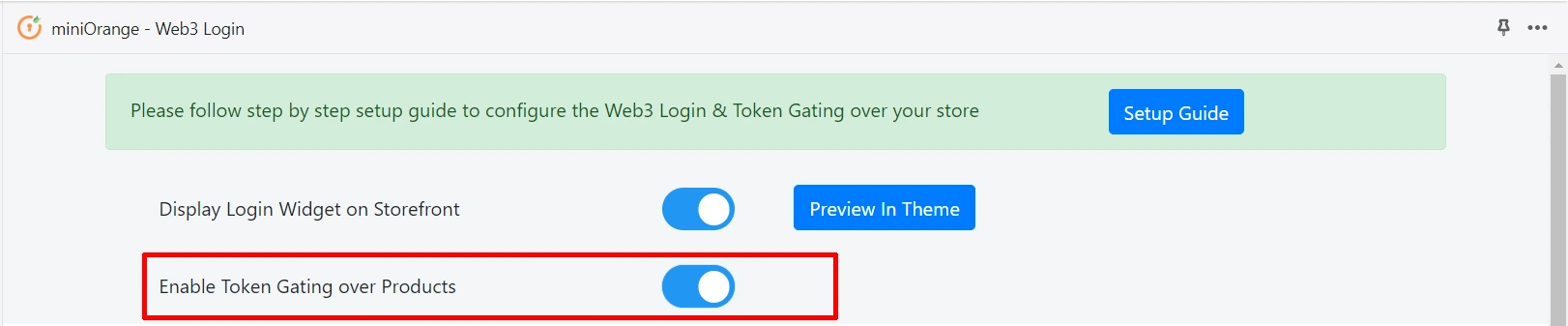 shopify content restriction application - enable token gating in dashboard