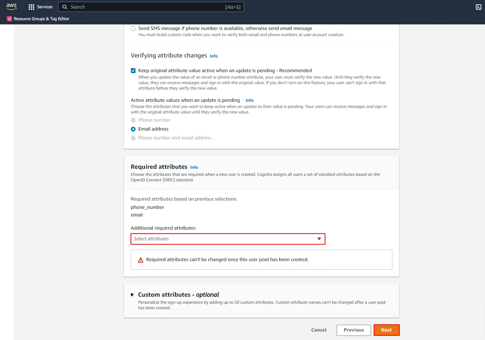 AWS Cognito Single Sign-On (SSO) - configure attributes for user sign up flow 