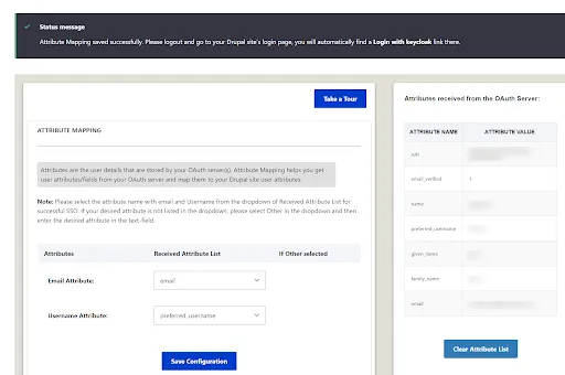 Keycloak sso login with drupal OAuth OpenID Single Single On Keycloak test Configuration successfully