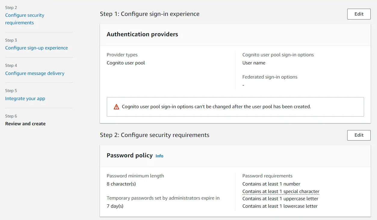 Configure nopCommerce OAuth Single Sign-On (SSO) using Cognito as IDP - review your selection of requirements 