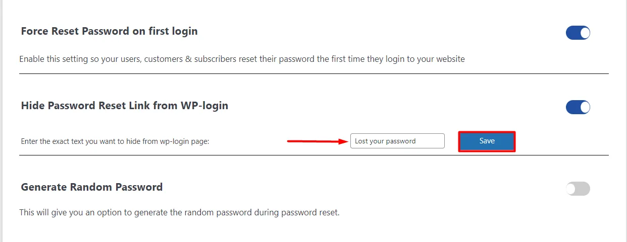 WordPress password security configuration - Enter String