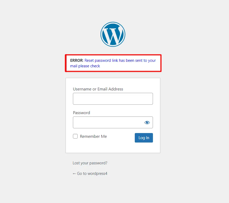 WordPress password security configuration - Message after login